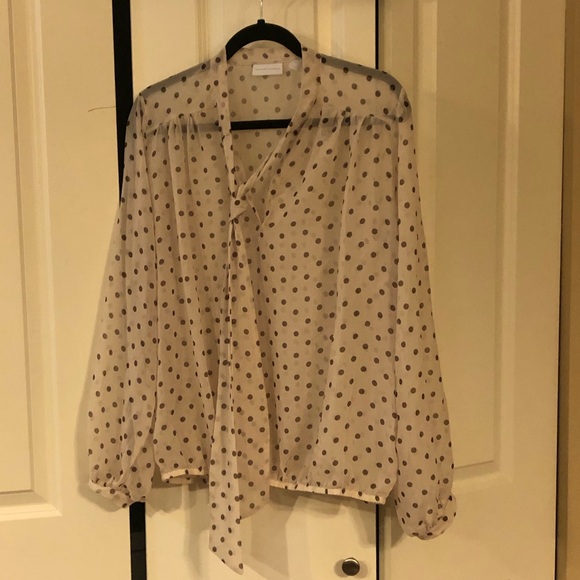 cream polka dot blouse